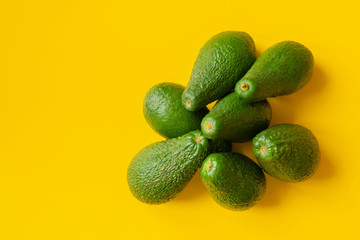 fresh avoado on yellow background isolated text design b