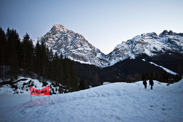 Naklejka premium Walk in the ancient village of Sappada. Landscape from Monte Ferro.