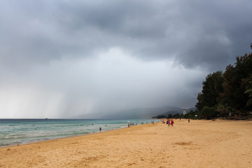 beach during rain and storm