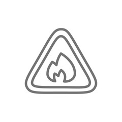 Flammable sign, firefighting, no fire line icon.