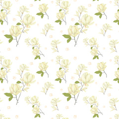 Magnolia seamlless pattern digital clip art watercolor flowers yellor flower illustration flowers illustration on white background