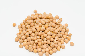 Chickpeas. Chickpeas on white background, healthy food concept. 