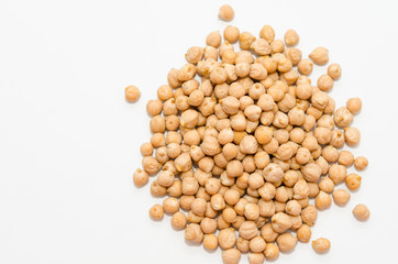 Chickpeas. Chickpeas on white background, healthy food concept. 
