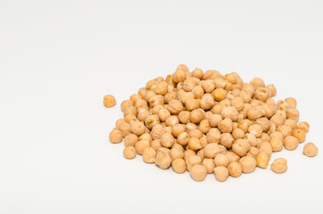 Chickpeas. Chickpeas on white background, healthy food concept. 
