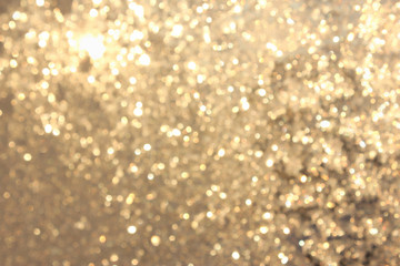 Golden yellow vivid bokeh in soft color style, blured background, postcard.