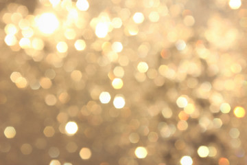 Golden yellow vivid bokeh in soft color style, blured background, postcard.