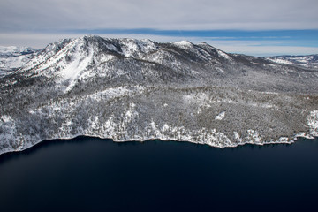 Aerial Mountains and Lake Tahoe