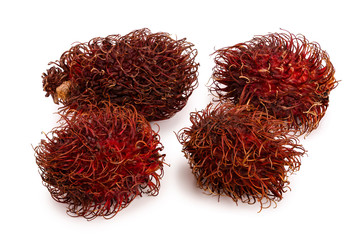 rambutan isolated on white background. Tropical fruit. Nephelium lappaceum