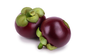 ripe mangosteen isolated on white background closeup