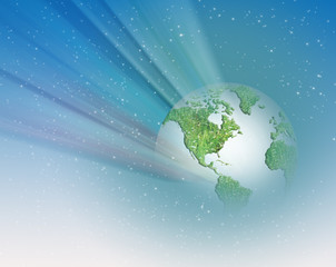 Ecological concept of the environment with the cultivation of trees . Planet Earth. Physical globe of the earth. Elements of this image furnished by NASA. 3D illustration