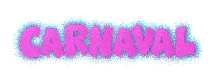 Carnival Brazil, font glitter colored, 3d render, path save, isolated, party brazil.