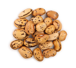 brown kidney bean isolated on white background. Top view. Flat lay