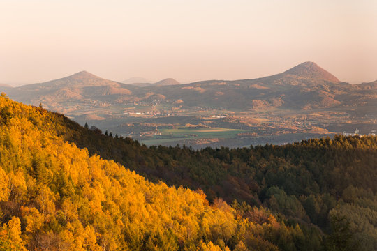 View Over Bohemai From The Ore Mountains At Sunset