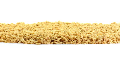 Pile of raw soy meat isolated on white. alternative food.
