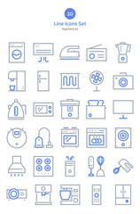 Outline style electric appliances icons set.