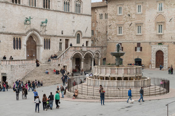 Fototapeta premium Piazza Del Comune in Assisi, a medieval and ancient city of Umbria