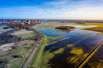 A birds eye view of the city border of Den Bosch, Noord-Brabant, Netherlands.