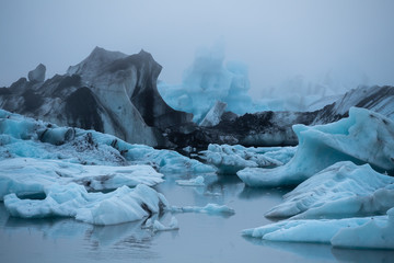 Iceland - Jokularslon glacier lagoon in mist clouds