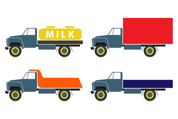 Trucks. Set of trucks. Vector drawing. Isolated on white background.