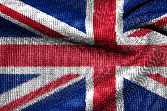 Flag Of Great Britain. Print on clothes. Fabric. Texture
