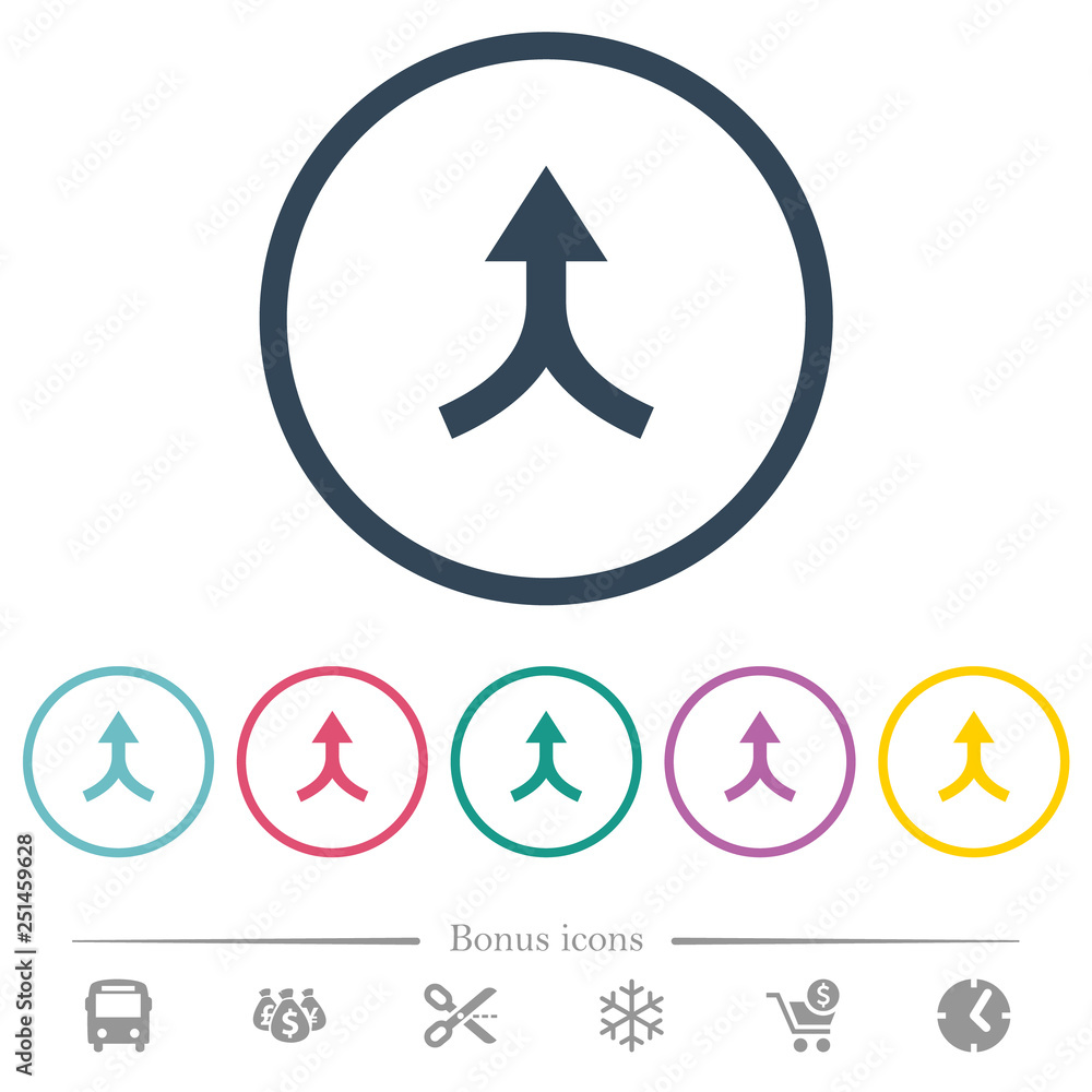 Poster merge arrows up flat color icons in round outlines