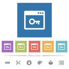 Lock application flat white icons in square backgrounds