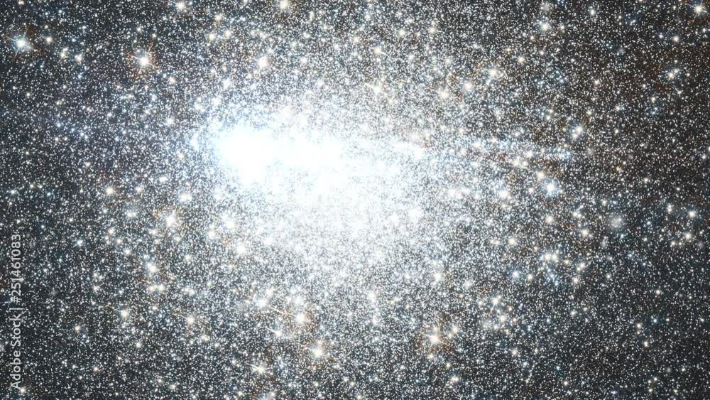 Wall mural travel to rotating elliptical galaxy star field bright light and lens flare. contains public domain 
