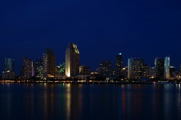 San Diego waterfront by night