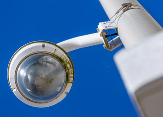 CCTV camera under blue sky seaside for the safety of tourists