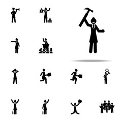 businesswoman, hammer icon. businesswoman icons universal set for web and mobile