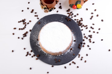 Cassata Siciliana, Sweet with oven-baked ricotta with chocolate chips and coffee beans -