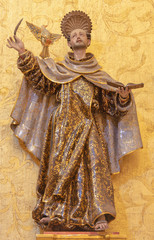 PALMA DE MALLORCA, SPAIN - JANUARY 29, 2019: The polychome carved sculpture of St. John of the...