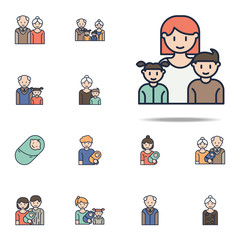 mother with children cartoon icon. Family icons universal set for web and mobile