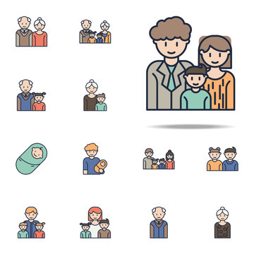 parents with son cartoon icon. Family icons universal set for web and mobile