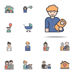 father with baby cartoon icon. Family icons universal set for web and mobile