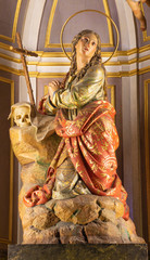 PALMA DE MALLORCA, SPAIN - JANUARY 29, 2019: The polychome carved sculpture of St. Mary of Magdalen...