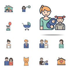 mother with baby and daughter cartoon icon. Family icons universal set for web and mobile