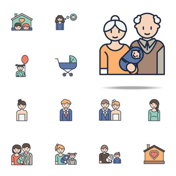 grandparents and infants cartoon icon. Family icons universal set for web and mobile
