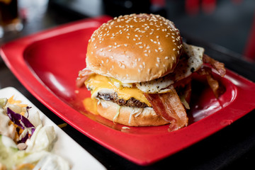 Cheeseburger on a plate