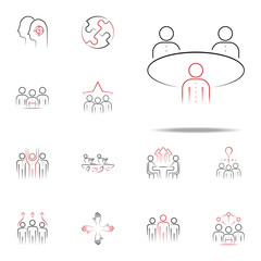 team colored hand drawn icon. Team icons universal set for web and mobile