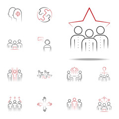 team colored hand drawn icon. Team icons universal set for web and mobile