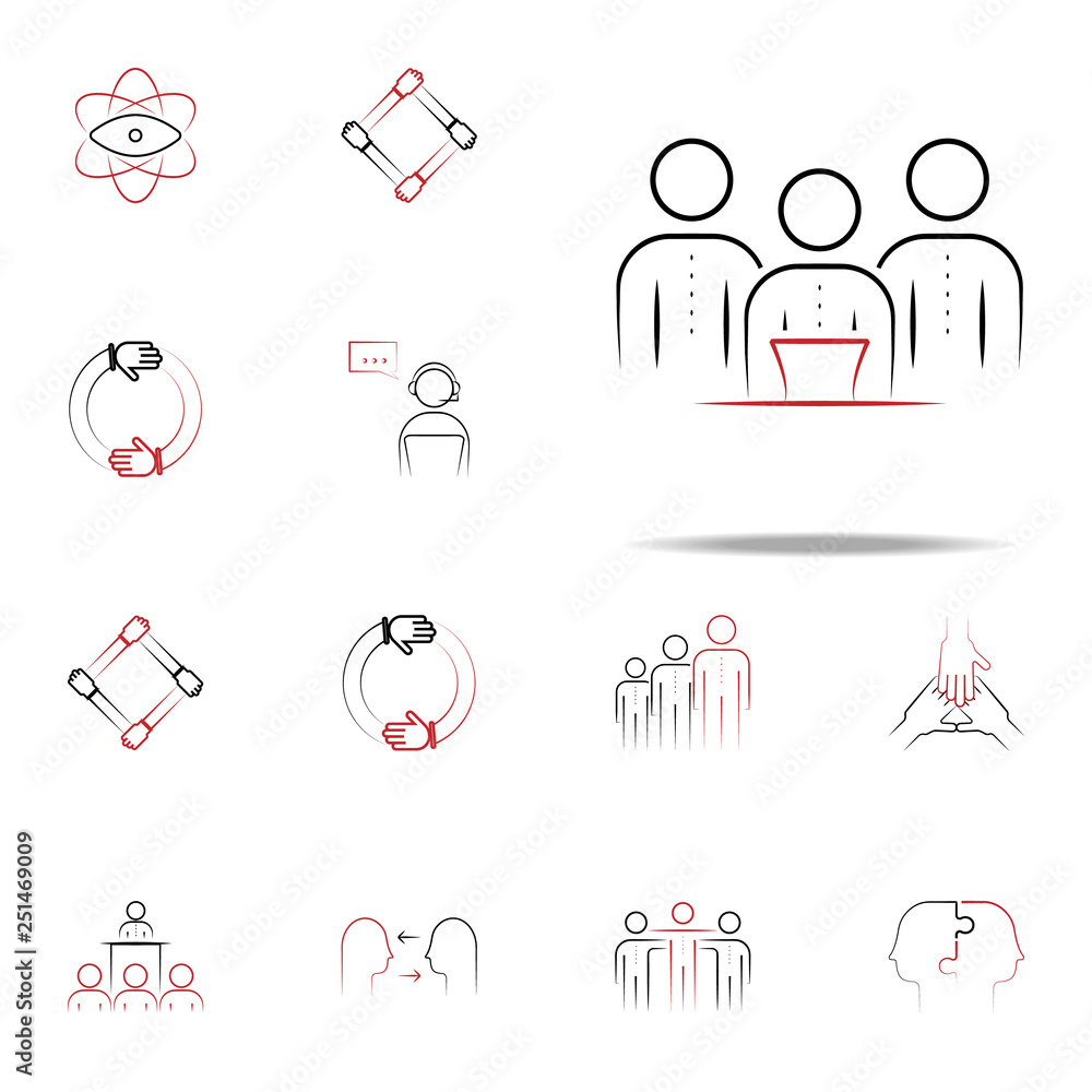 Poster workgroup colored hand drawn icon. team icons universal set for web and mobile