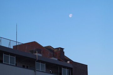 The moon which floats in the sky of Nagoya