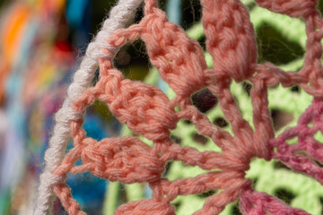 Dream catcher made of handmade coldream catcher handicrafts of Native Americans. Decoration made of woven wool.