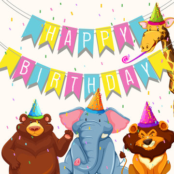 Animal on birthday party template