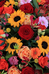 yellow and red wedding flowers
