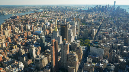 wide angle shot of lower manhatten, ny