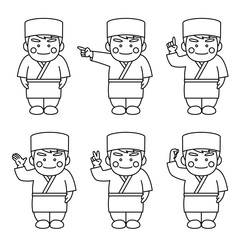 ポーズセット男性和食料理人