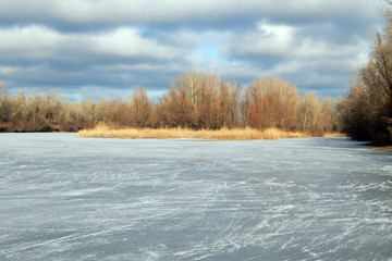 winter landscape with river and trees