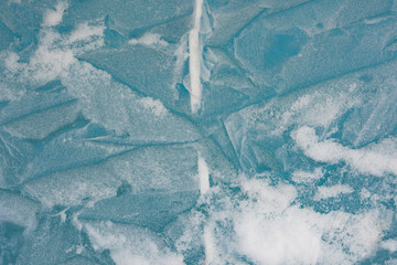 The texture of the ice. The frozen water.Winter background  